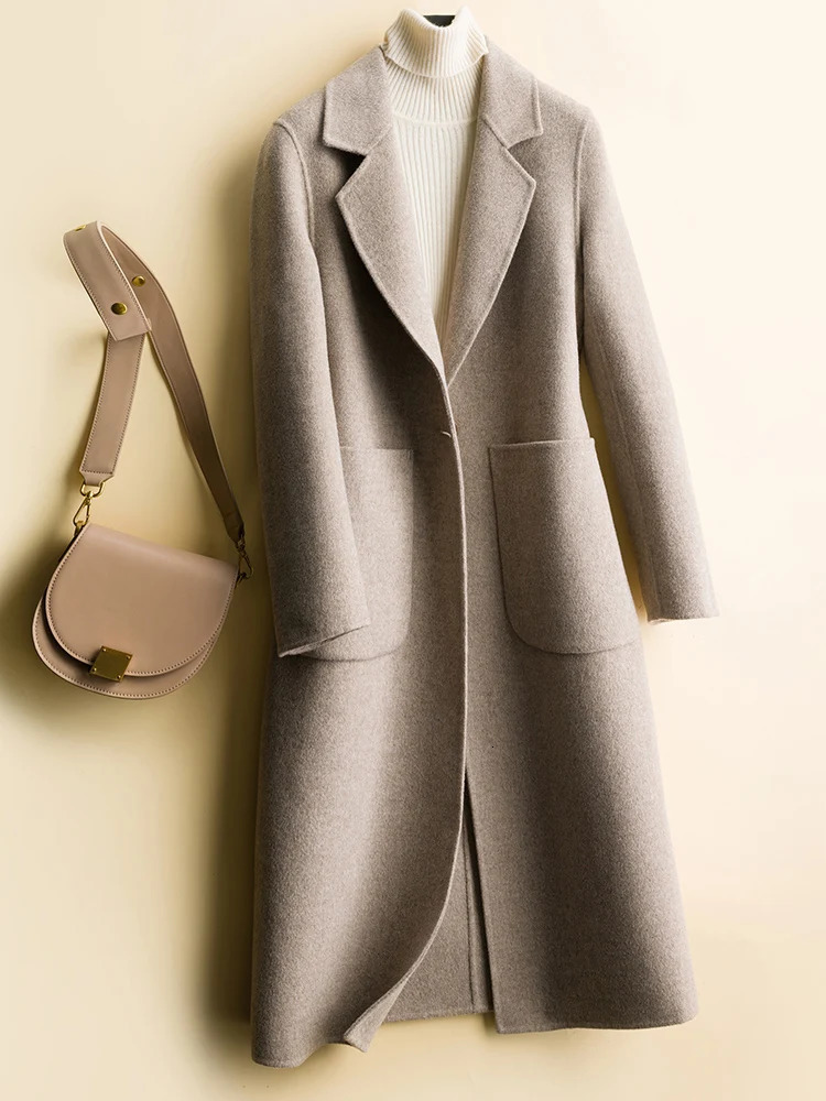 Autumn and winter womens sweater 100 Merino wool premium sense Korean highend doublesided coat loose 241217