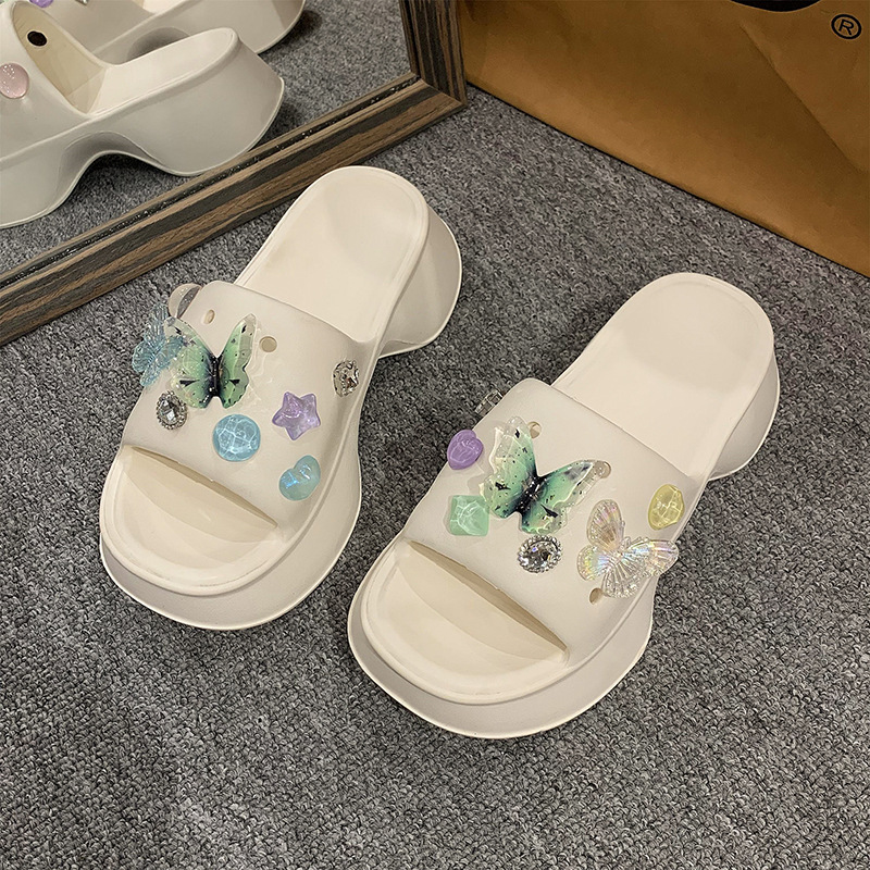 Free Shipping slippers designer slides Mens womens summer butterfly Platform sandals black pink outdoor Slipper slider men woman Trainer shoes size eu