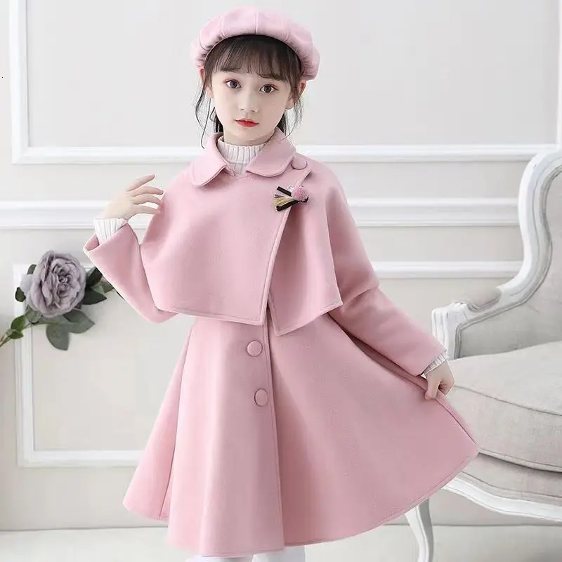 Girl Autumn Winter Dress Set Ethnic Style Little Girl three Piece Woolen Dress Performance korean Childrens Clothing 241219