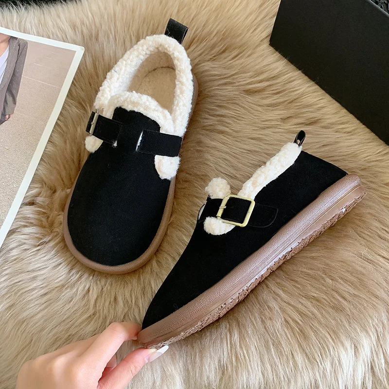 Autumn Winter Women Shoes Casual Flat Shoes Women Moccasins Soft Loafers Fashion Comfort Warm Plush Slip on Female Cotton Shoes 241220