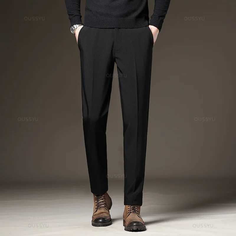 New Mens Suit Pants Slim Business Office Elastic Waist Black Gray Classic Pant Korean Trousers Male Plus Size 2738 40 42 W250826