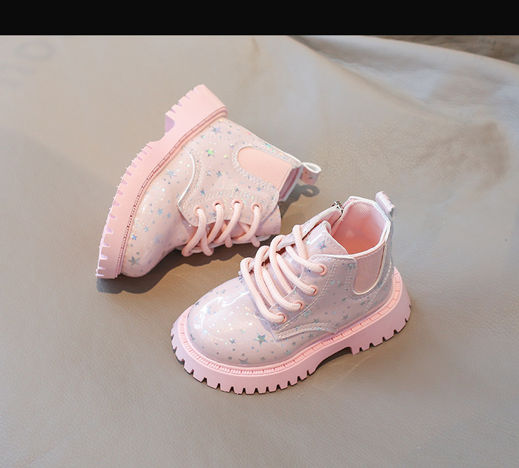 Kids Short Boots Girls Shoes New 2025 Spring Winter Soft Leather Kidsnest Children Boots Fashion Shiny Toddler Kids Ankle Boots Size 21 - 30