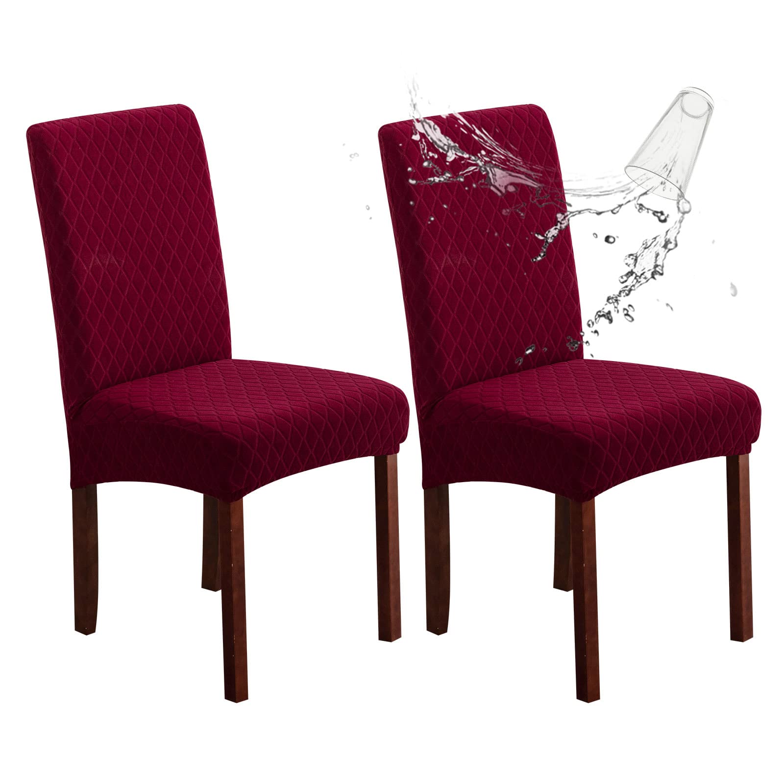 Genina Waterproof Covers Room, Stretch Jacquard Dining Slipcovers Removable Washable Chair Protector for Kitchen Hotel Restaurant