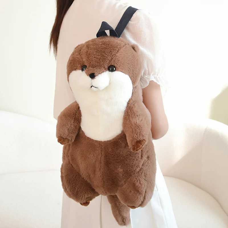 50cm Sea Otter Plush Backpack Cute Plush Toy Soft Stuffed Animal Shoulder Bag for Kids Girls Birthday GiftsXJ241219