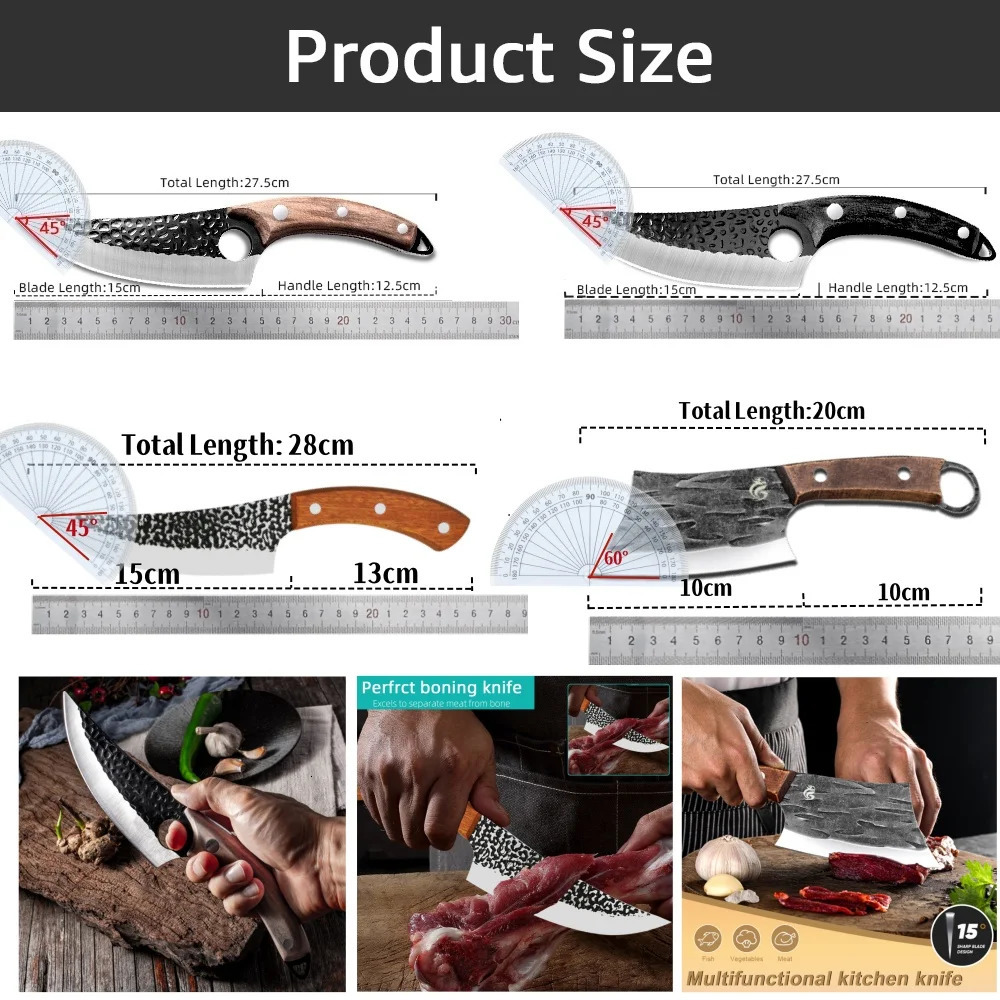 Meat Butcher Boning Knife Viking Chef Set Japanese Kitchen Hand Forged Fish 241220