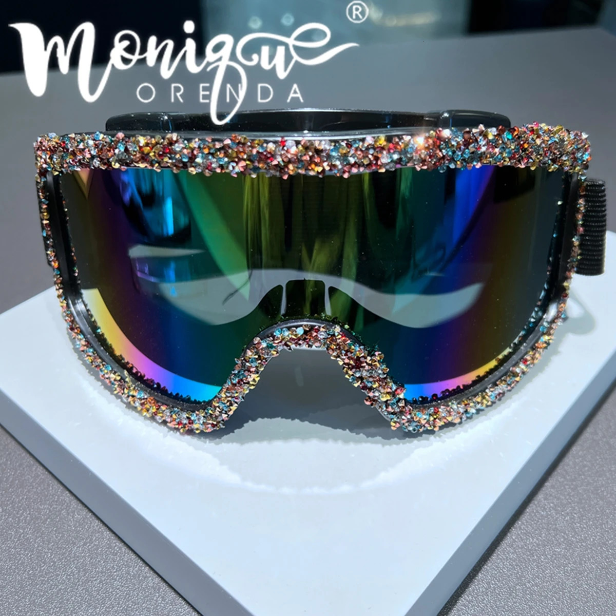 Multicolor Rhinestone Bicycle Glasses for Men Cycling Goggles UV400 Sunglasses Eyewear Women Ski Bike Sport Glasses 241219