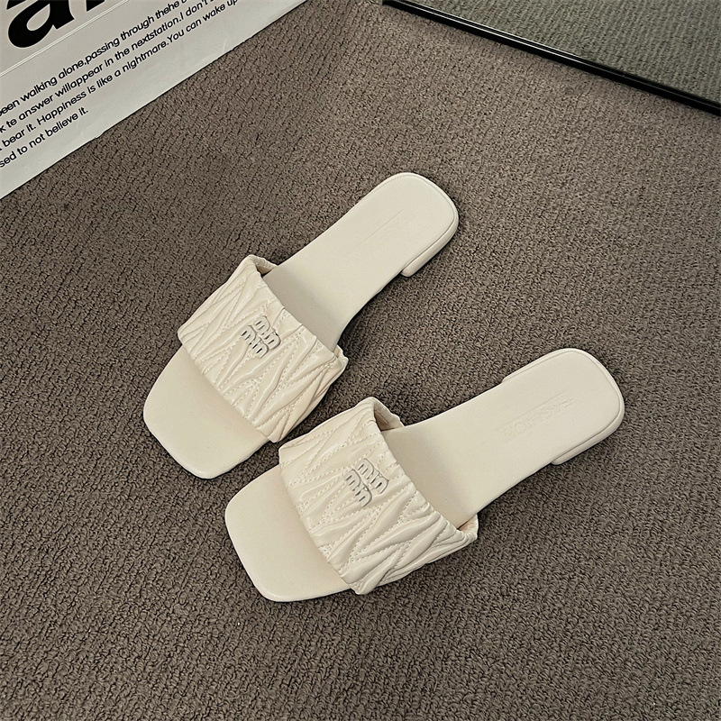 Free Shipping new designer sandals slippers flat Square toe casual comfortable sandals slides womans sandal outdoor Slipper woman shoes szie 36-42