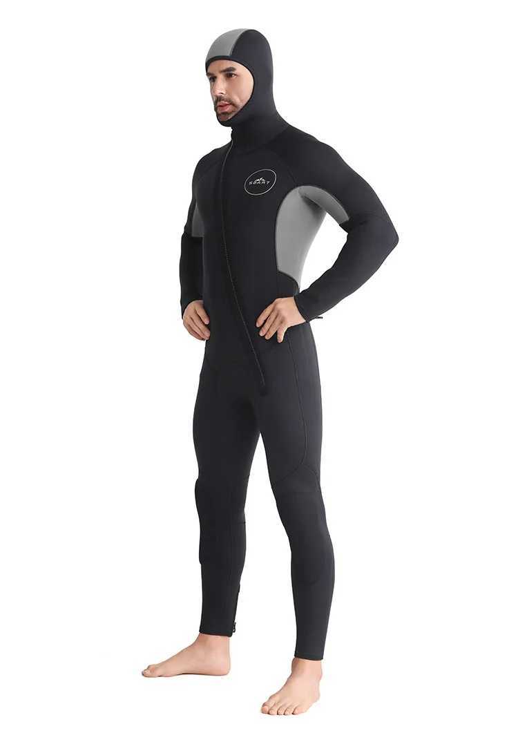 SBART New 5mm One Piece Diving Suit Mens Hat Thickened Thermal Diving Suit Winter Swimming Suit Floating Surfing SuitXJ241220