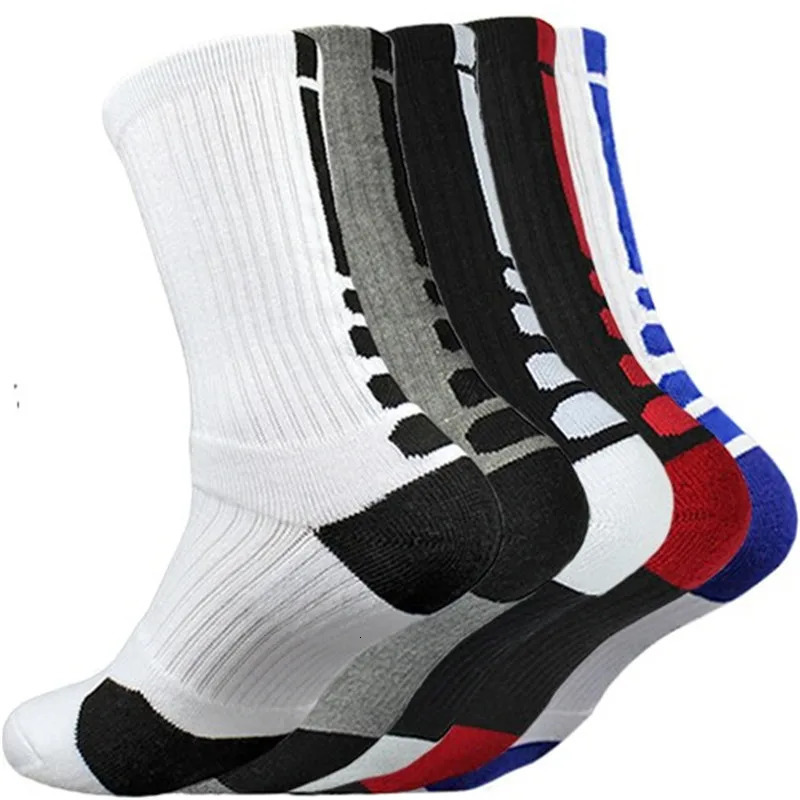 5 Pairs Men Sports Socks Set With Damping Terry Basketball Cycling Running Hiking Tennis Sock Set Ski Women Cotton EU 39-45 241219