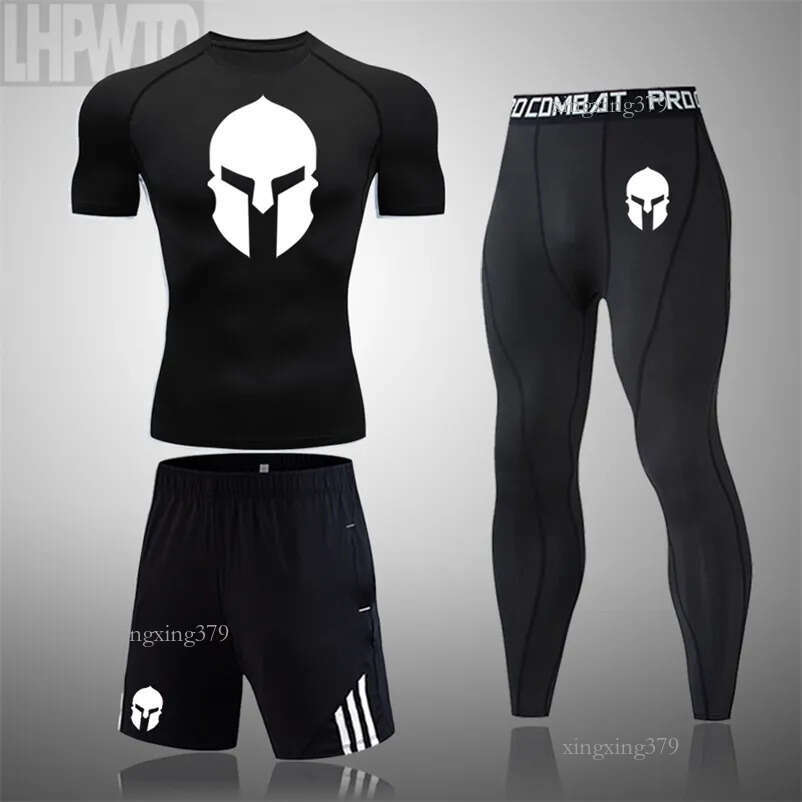 Spartan Men's Fitness Sports T-Shirt Jogging Shirt Short-Sleeved Men Clothing Tops Sports Compression Quick-Drying Sets 210319