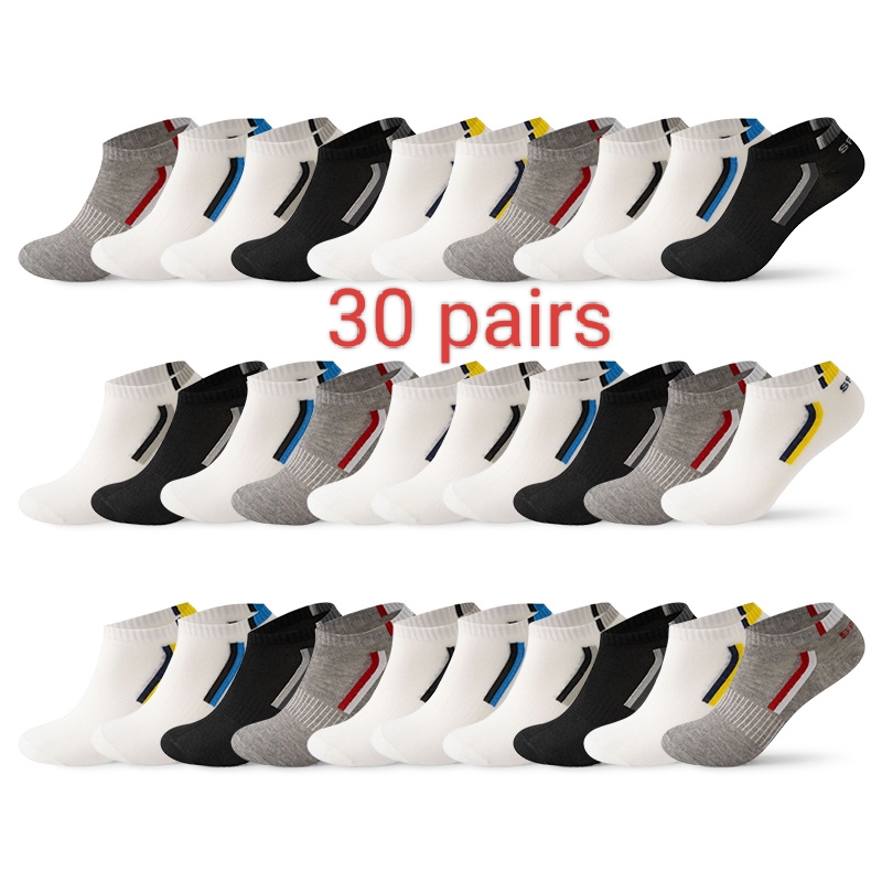 30 pairs of four seasons of men and women with the same sports socks anti-odor boat socks breathable leisure socks