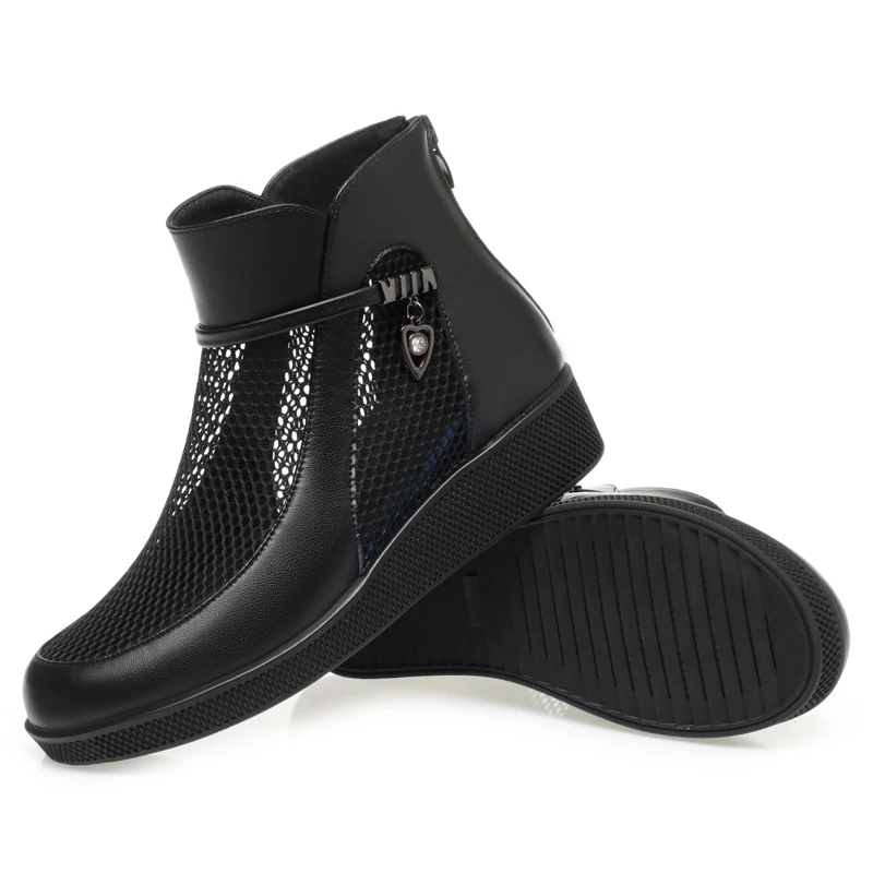 AIYUQI Women's Cool Boots Summer Genuine Leather Platform Women's Shoes Fashion Large Size Women's Mesh Boots