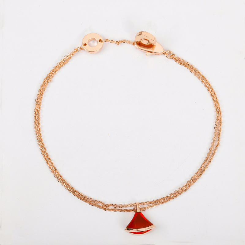 Free shipping rose gold dress skirt geometry designer bracelet for women girls double layer link chain short charms bracelets bangle jewelry top grade