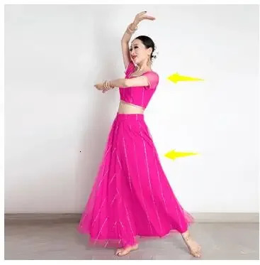 India Womens Saree Embroidery Georgette s Dance Stage Lehenga Suit Rose Red 241219