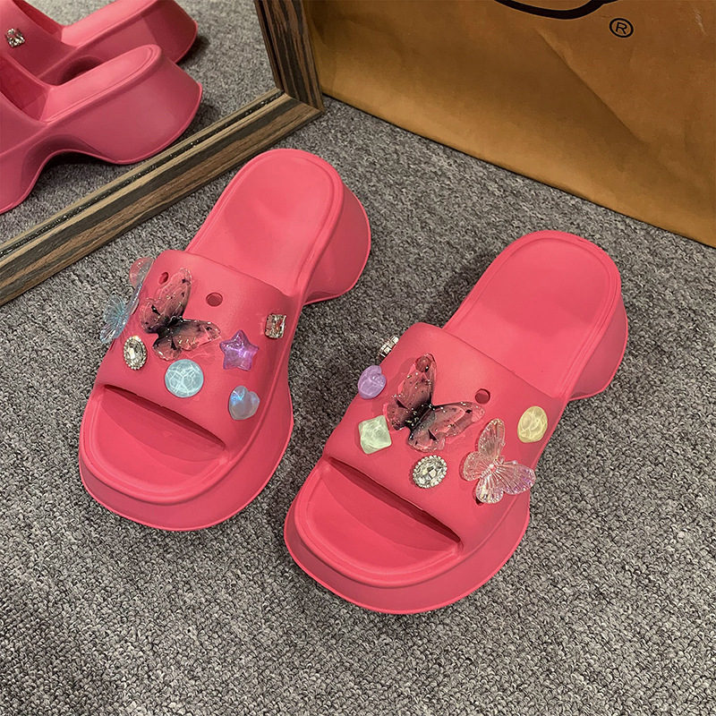 Free Shipping slippers designer slides Mens womens summer butterfly Platform sandals black pink outdoor Slipper slider men woman Trainer shoes size eu