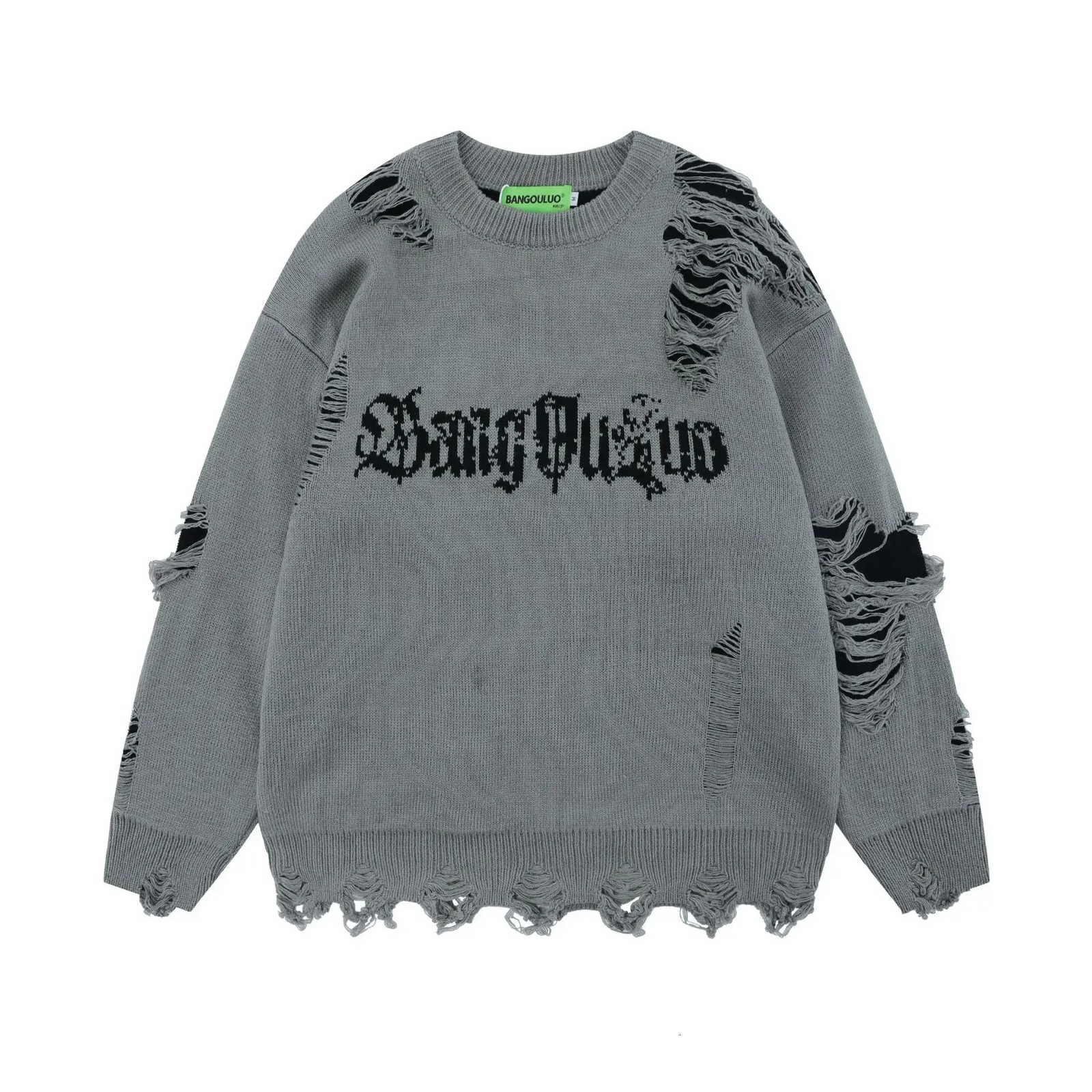 Fashionable retro double-sided wearable Gothic letter jacquard round neck sweater casual knitted top for men and women 241219