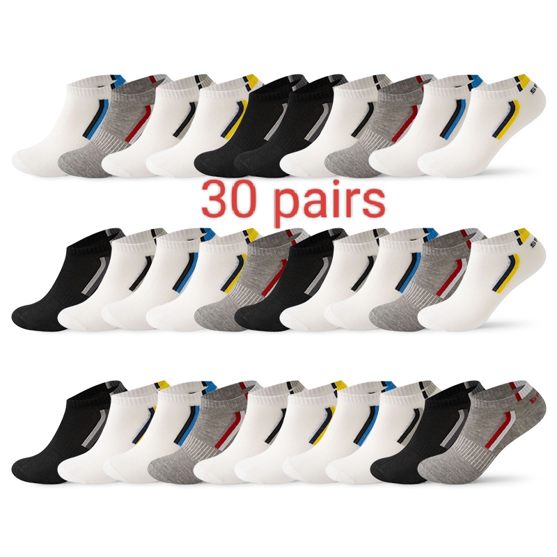 30 pairs of four seasons of men and women with the same sports socks anti-odor boat socks breathable leisure socks