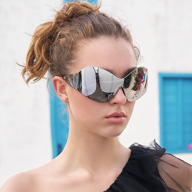 Oversized One Piece Y2K Sunglasses Women Brand Vintage Punk Rimless Sun Glasses Female Men Unique Star Shades Oculos De Sol S70 003 IVSTA