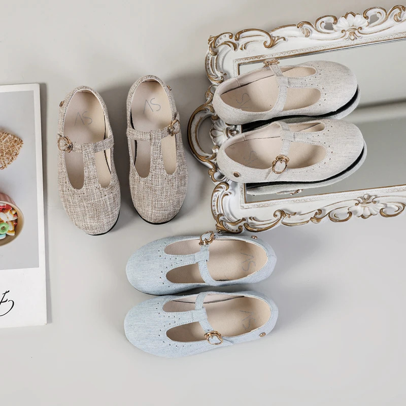 Spring Kids Princess Shoes Children T Bar Shoes Baby Girls Fashion Shos Toddler Ballet Flats Sweet Leather Shoes Mary Jane 241220