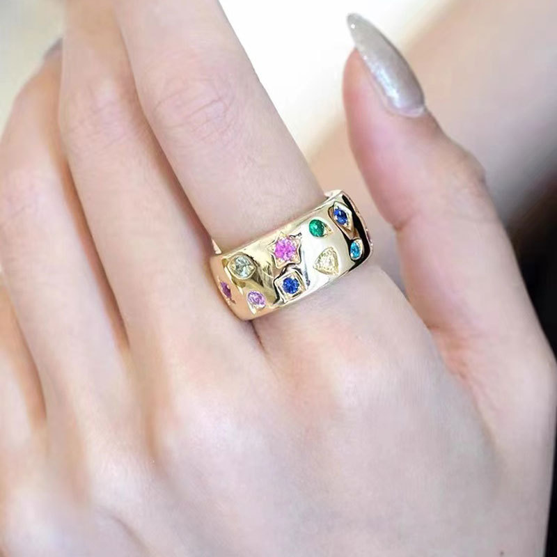 Choucong Brand Ins Top Sell Wedding Rings Vintage Jewelry 925 Sterling Silver Gold Fill Colorful 5A Cubic Zircon CZ Diamond Party Eternity Women Engag