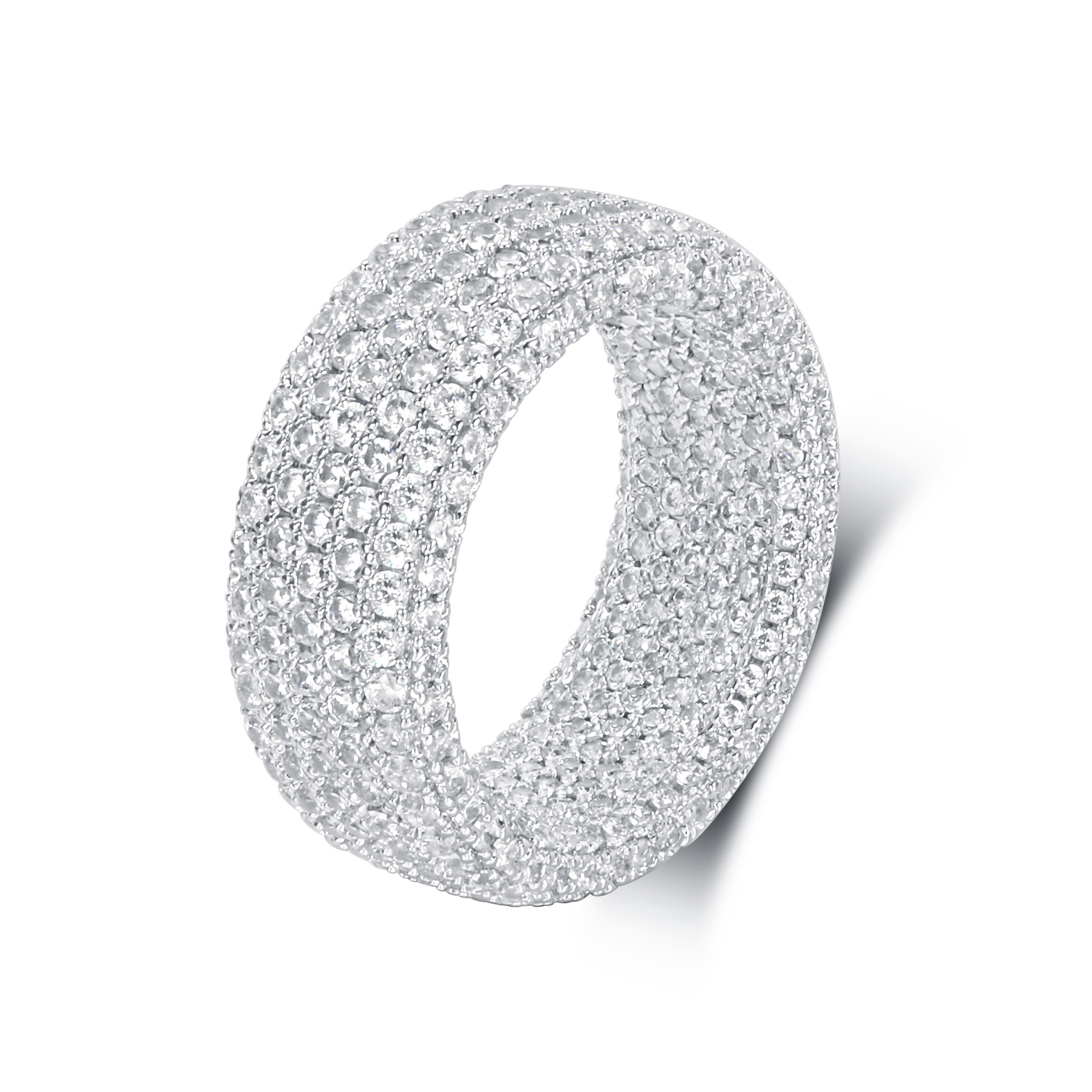 Choucong Brand Ins Top Sell Gorgeous Luxury Jewelry 10KT White Gold Fill Pave White Lab Moissanite Diamond Eternity Party Women Circle Engagement Band