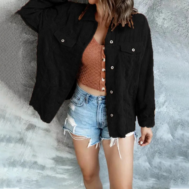 Spring Autumn Solid Color Long Sleeve Womens Casual Jackets Vintage All-match Turn-down Collar Single-breasted Coats Female 241220