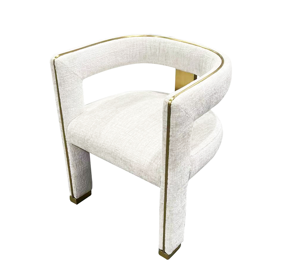 Milana Dining Chair - Modern Curved Upholstered Armchair with Gold Accents