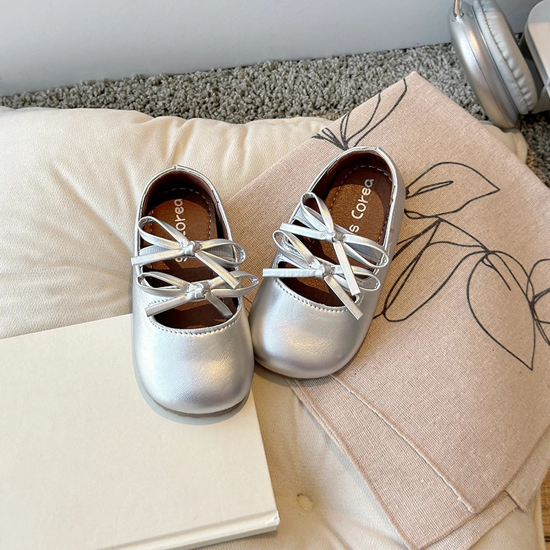 Spring/Summer Princess Baby Sweet Girls Fashionable Cute PU Casual Kids Flat Walking Shoes Size23-35 Enfant 241220