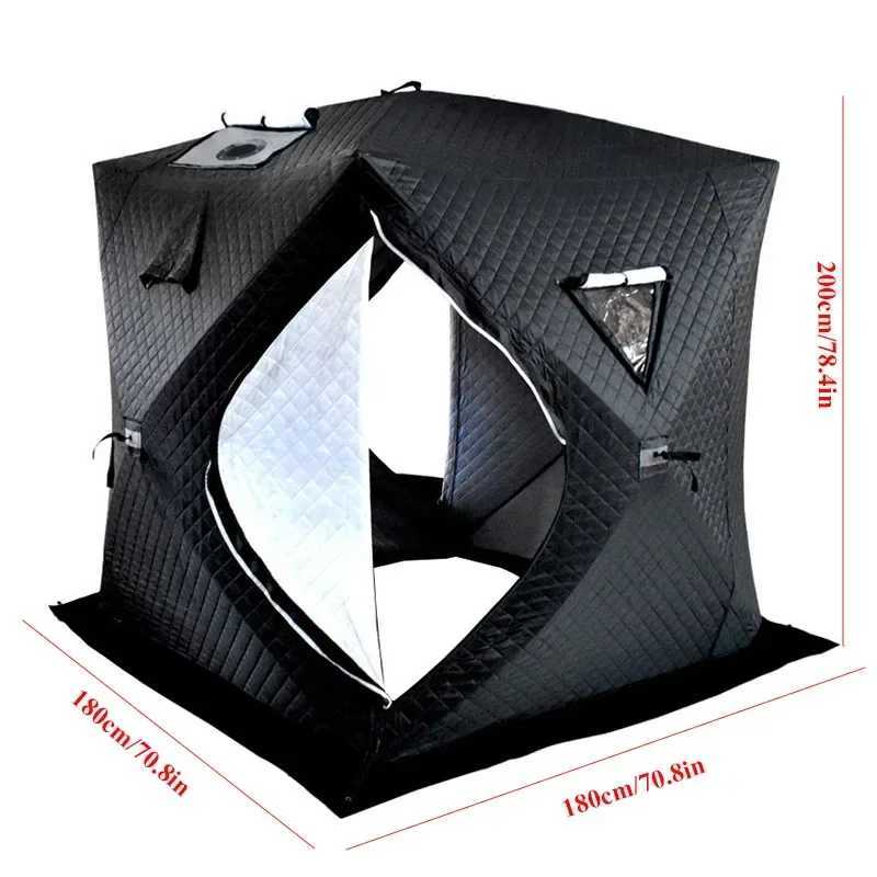 Tents and Shelters Outdoor 3-4 Person 4 Season Sauna House with Thickened Winter Ice Fishing Tent Large Window/chimney Mouth quick Open Portable S2412