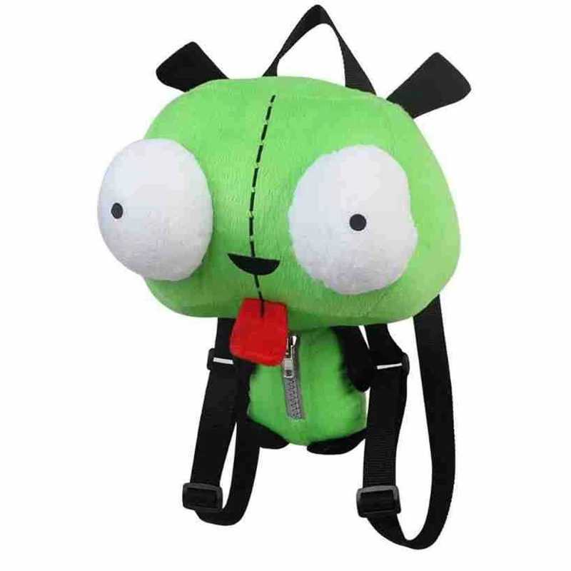 14 inches New Alien Invader Zim 3D Eyes Robot Gir Cute Stuffed Plush Backpack Green Bag Xmas Gift girl plush toyXJ241219