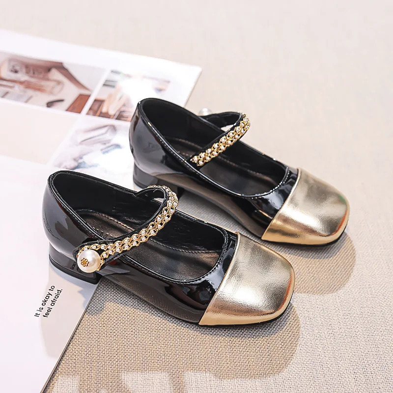 Girls Leather Shoes Kids Dress Shoes for Wedding Party Bling Glitter Flat Sandals Fashion Breathable Loafers 241219