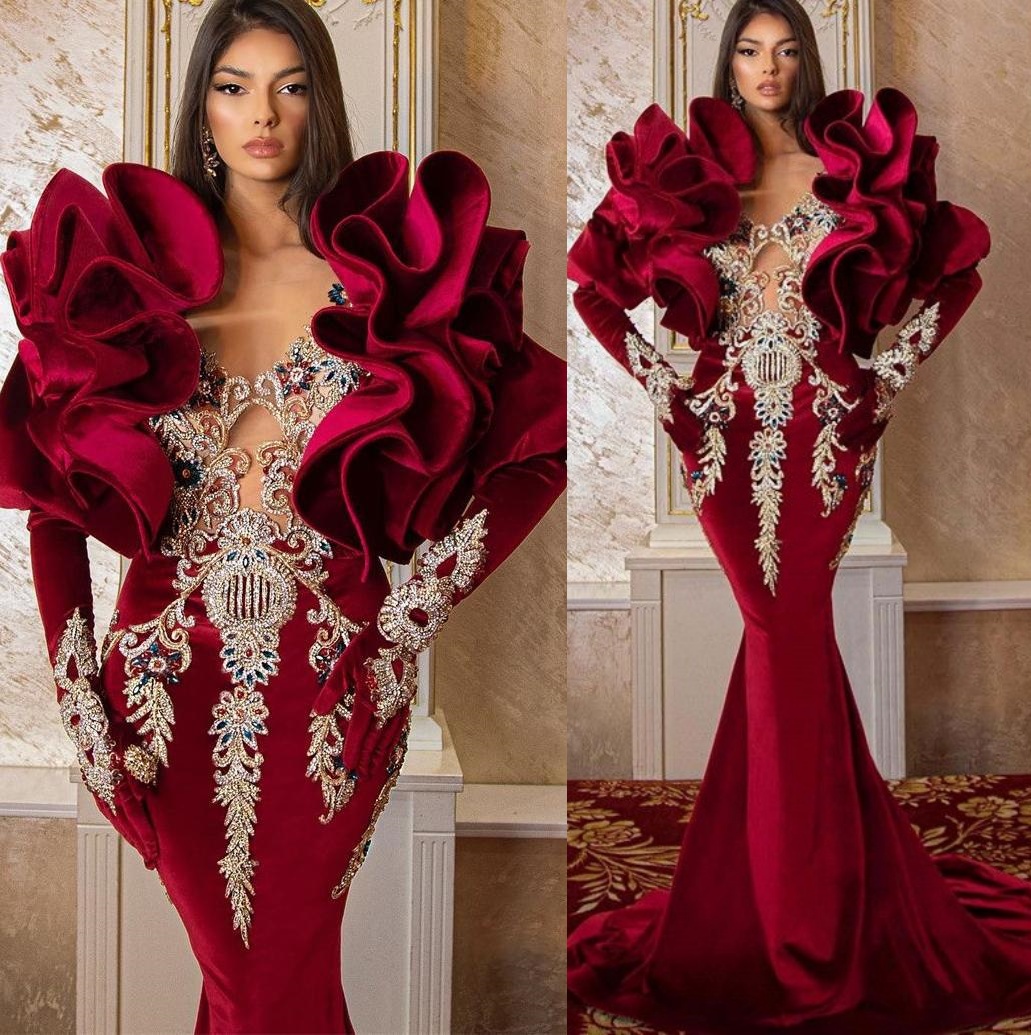 bury Mermaid Prom Dresses 2025 Lace Beaded Rhies Veet Evening Formal Party Second Birthday Engagement Gowns Plus Size Dress For Special Ocns