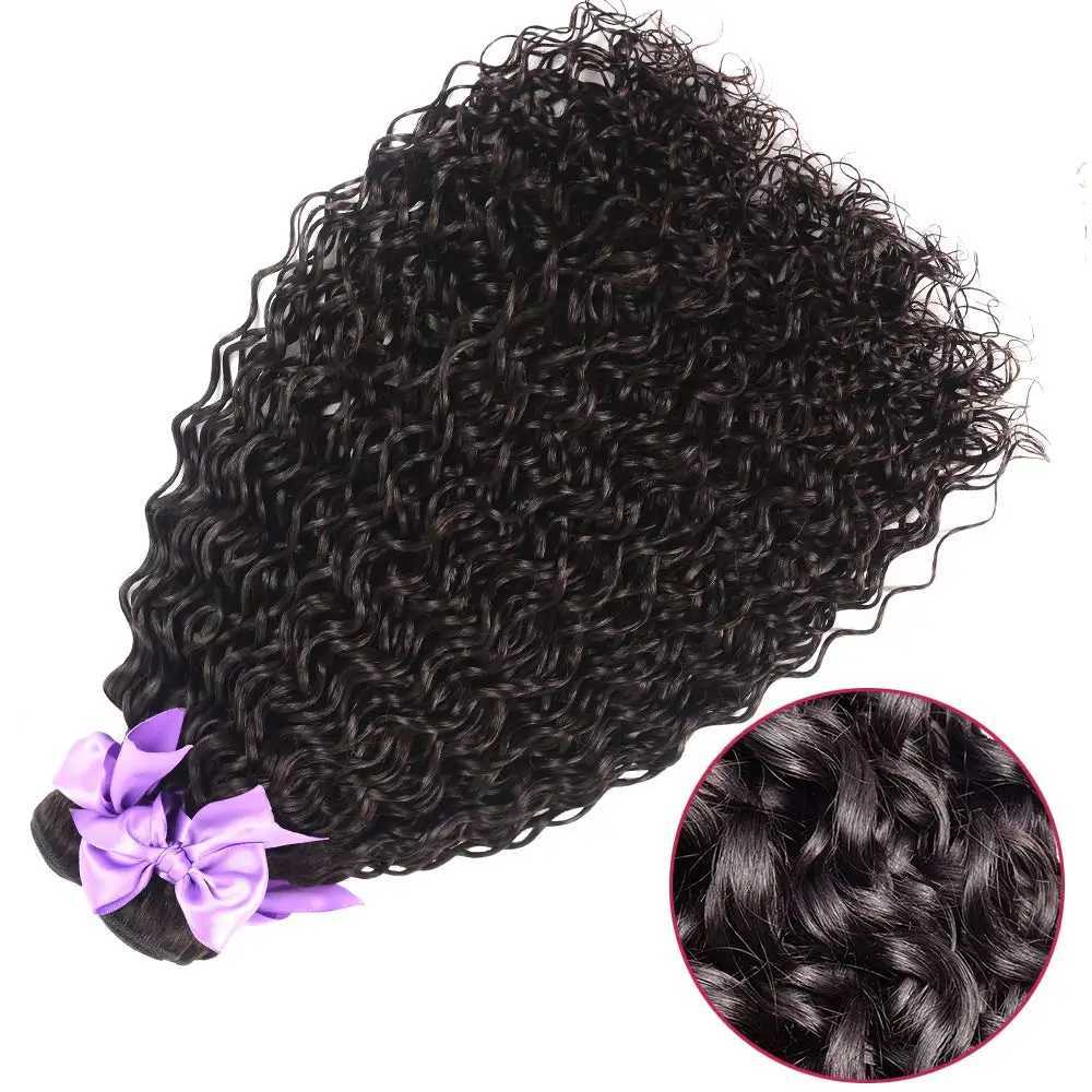 Malaysia water beam with closed wet wave curly human hair bundle front closed Remy hair braided extension W241221