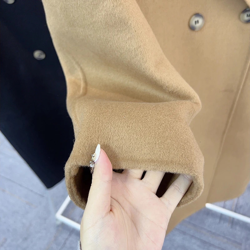 Coats and Jackets Women Korean Fashion Double Sided Wool Coat Lapel Breasted Oversized Femme Elegant Winter 241217
