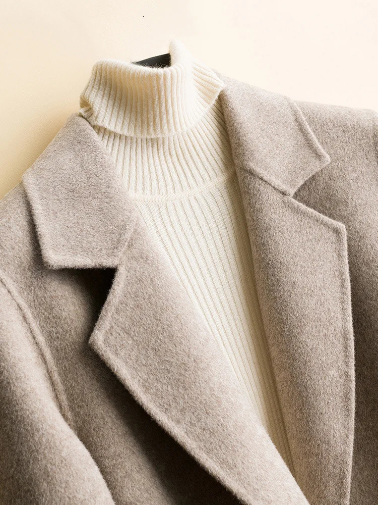 Autumn and winter womens sweater 100 Merino wool premium sense Korean highend doublesided coat loose 241217