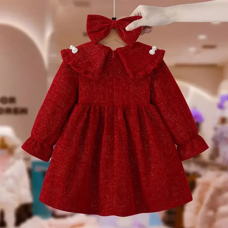 Girls Dress Autumn and Winter Childrens Princess Baby Winter Velvet Dress Kids Clothes baby girl dress without bow 241219