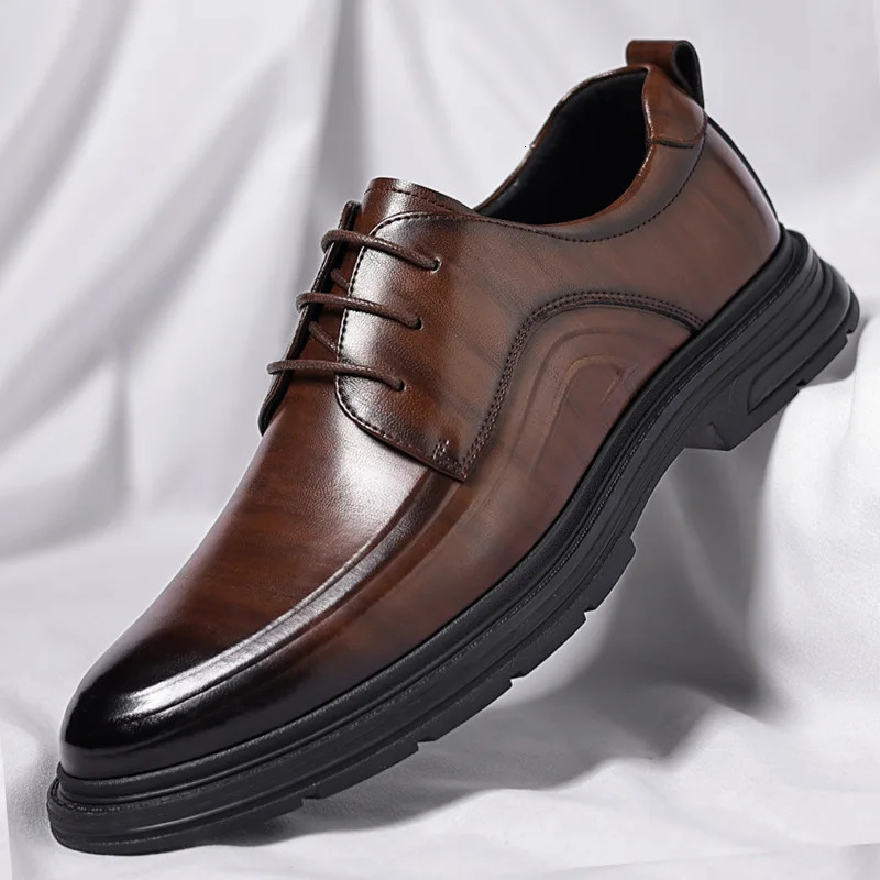 Men Dress Shoes Business Leather Shoes for Men Comfortable Pointed Social Shoes Male Brown Casual Wedding Shoes 241220