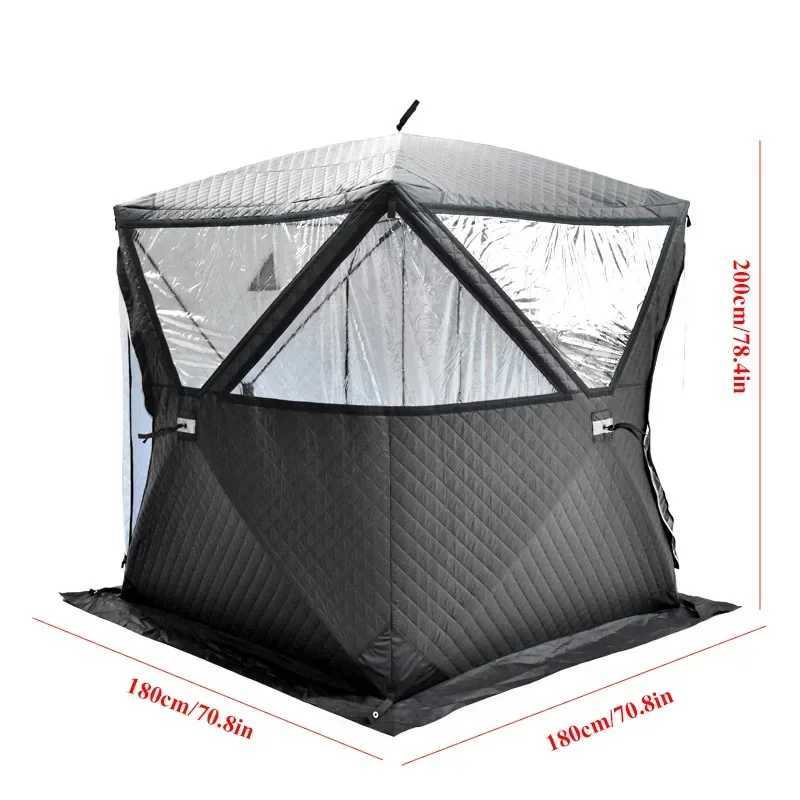 Tents and Shelters Outdoor 3-4 Person 4 Season Sauna House with Thickened Winter Ice Fishing Tent Large Window/chimney Mouth quick Open Portable S2412