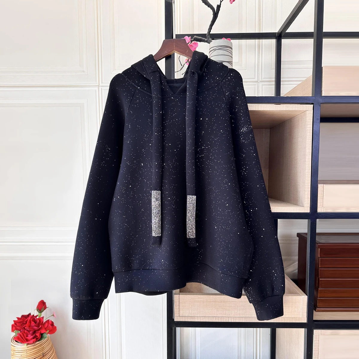 Autumn Hooded Rhie Streamer Long Sleeve Memory Cotton Sweatshirt Women Fashion Pullover Streetwear Casual Clothes