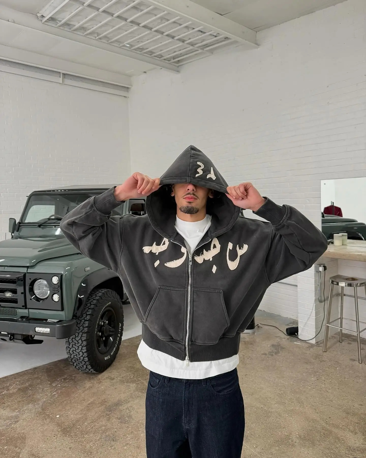 American Retro Personalized Patch Embroidery Oversize Double Zipper Hoodie Mens Y2K Harajuku Hip Hop Goth Casual Joker Top 241220