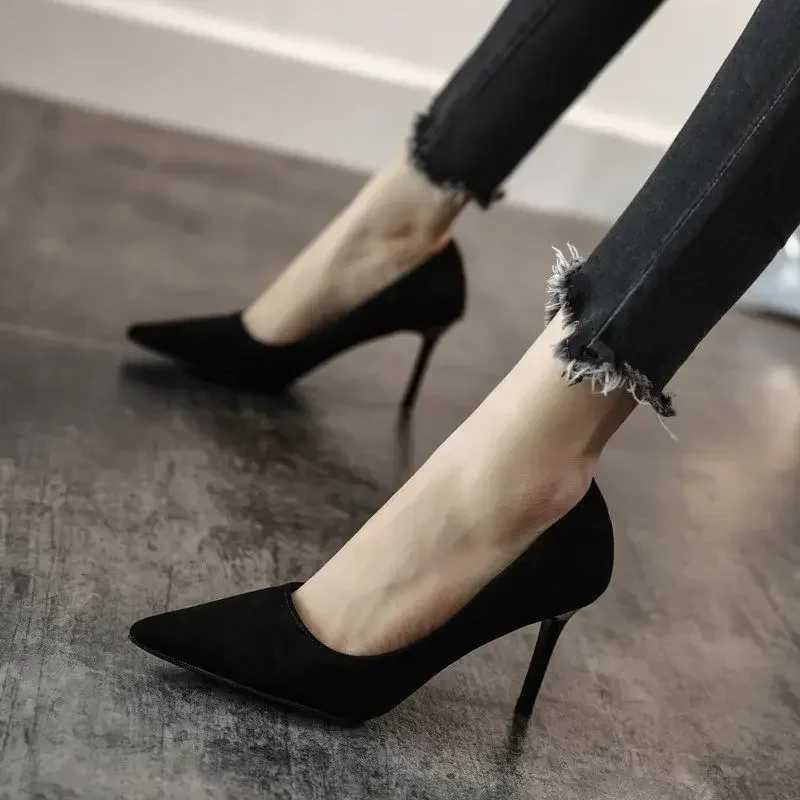 Womens 10cm High Heel Shoes Pointed Stiletto Glossy FDO Nightclub Graduation Thread Y250319