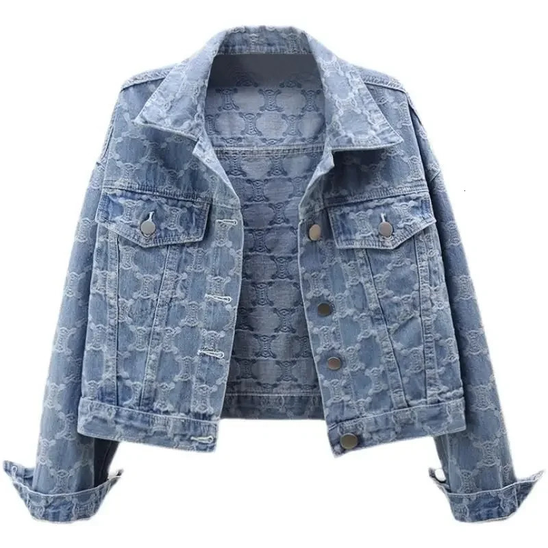 Denim Womens Jacket Autumnwinter Style y Jacquard Cropped Loosefit Versatile Tweed Top For Ladies 241216