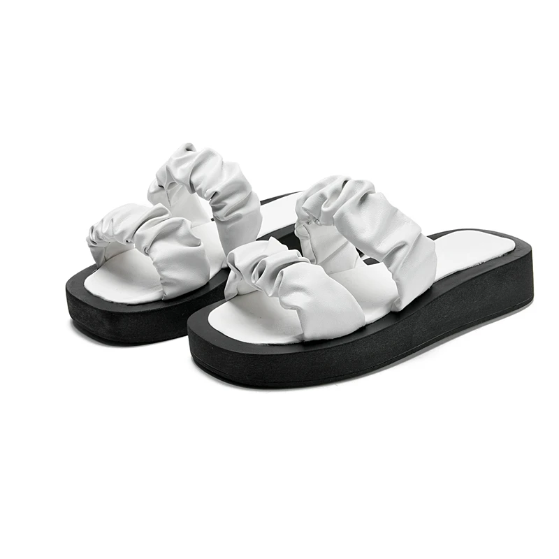 AIYUQI Women's Summer Slippers Large Size Solid Color Comfortable Open Toe Beach Shoes Women Flat Slippers