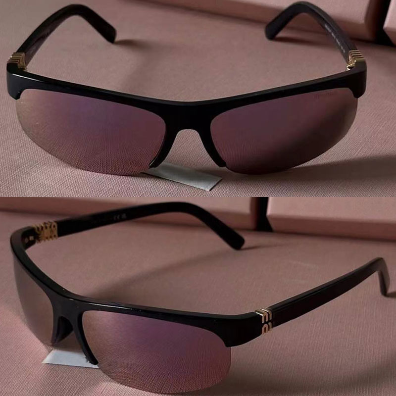 25SS NEW Nocturne Sunglasses A02S Women Fashion Show Playful Style Designer Curved Lens Nylon Half Frame sunglasses Mirrored Mauve Lenses Womens Sports Glasses