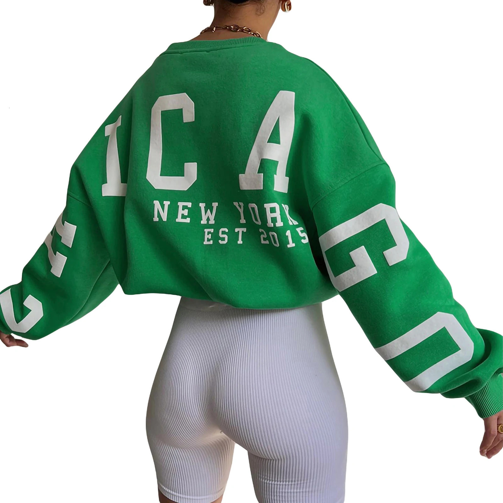 Women Loose Pullover Sweatshirts Letter Print Casual Thickened Long Sleeve Tops Autumn Streetwear 241217