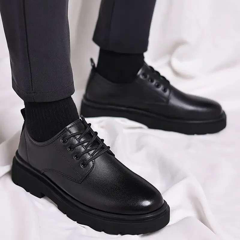 Business Man Casual Shoe Moccasin Lace Up Soft Dress Shoes Leather Men Formal High Quality Fashion Free Clearance 241220