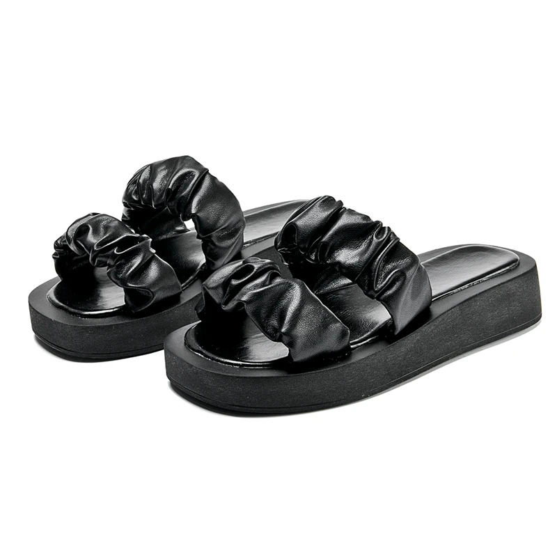 AIYUQI Women's Summer Slippers Large Size Solid Color Comfortable Open Toe Beach Shoes Women Flat Slippers