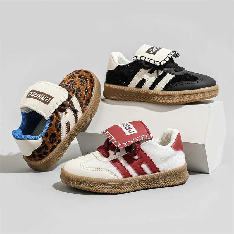 Sneakers Childrens Casual Sneakers 3-18 Years Old Leopard Boys Girls Single Shoes Four Seasons Red Soft Non-slip Kids De Training Shoes H241220