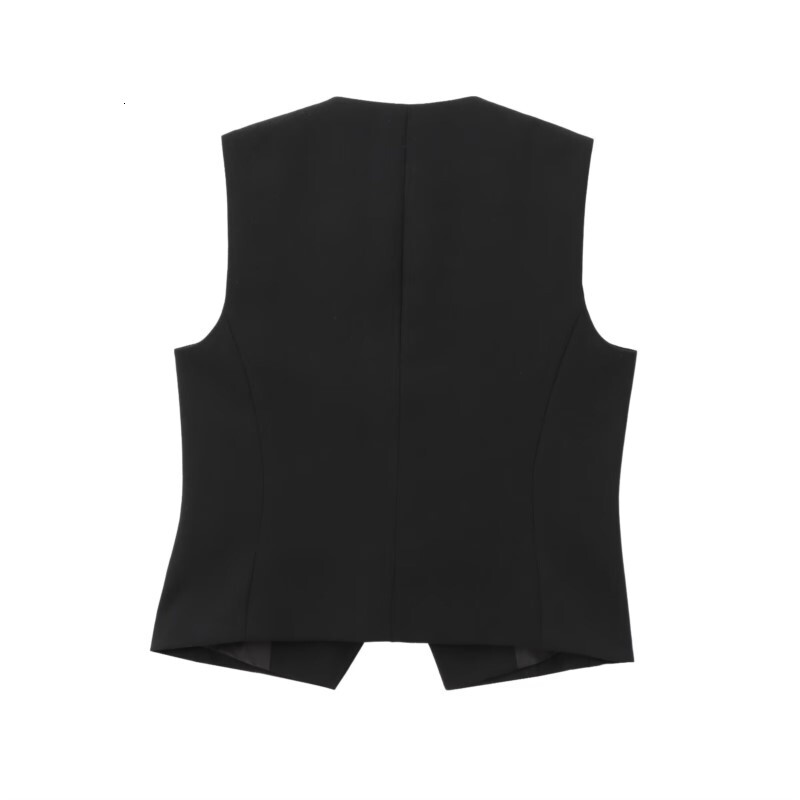 Trasymmetric Tank Top Women Autumn Fashion Button Short Waistcoat Casual Sleeveless High Street Female Tops