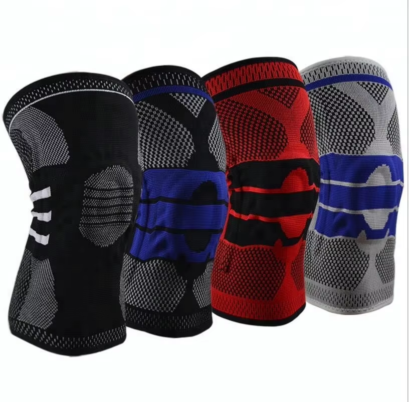 Elastic Basketball Compression Knee Brace Nylon Knee Support Sleeve With Silicone For Running
